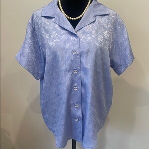 Floral Blue Women's Top handmade retro 80’s